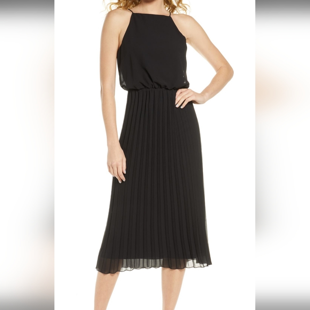 Sam Edelman Black Pleated Midi Dress Sz0